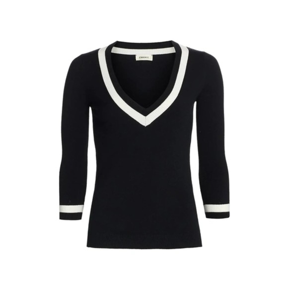 New L'agence Deep V neck Full length Sweater Pullover XS Nautica Academic - Picture 3 of 8